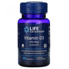 Life Extension, Vitamin D3, 175 mcg (7000 IU) 60 гел. капс.
