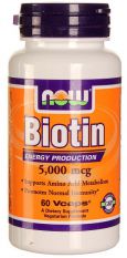 NOW, Biotin 5000 mcg, 60 капс.