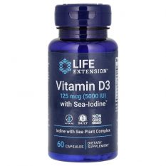 Life Extension, Vitamin D3 with Sea-Iodine™ 125 mcg (5000IU), 60 капс.