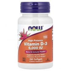 NOW, Vit D-3 5000 IU, 240 гел. капс.