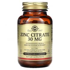 Solgar,Zinc Citrate 30 мг,100 капс.