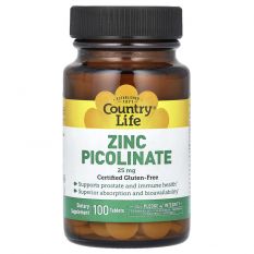 Country Life, ZINC PICOLINATE 25 мг. 100 капс.