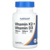 Nutricost, Vitamin K2 (mk7) 100mcg + Vitamin D3 5000IU , 120 гель.капс.