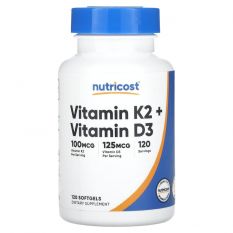 Nutricost, Vitamin K2 (mk7) 100mcg + Vitamin D3 5000IU , 120 гель.капс.