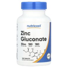 Nutricost, Цинк глюконат 50 мг. 180 таб.