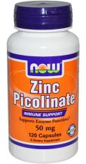 NOW, Zinc Picolinate 50 мг, 60 капс.