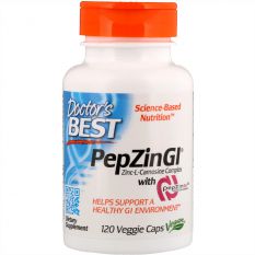Doctor's Best, PepZin GI, комплекс цинк-L-карнозина, 120 капс.