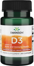 Swanson ,Vitamin D3 High Potency 1000 IU (25mcg) , 60 капс.