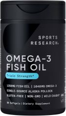 Sports Research, Omega-3 fish oil 1250 мг., 90 гель. капс.