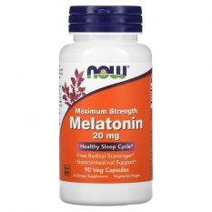 NOW, Melatonin 20 мг. 90 капс.